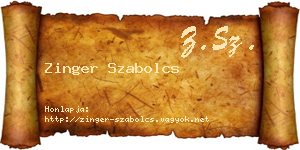 Zinger Szabolcs névjegykártya
